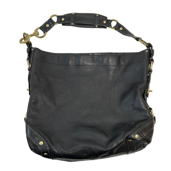 Coach Handbags - Coach Carly Black Leather Large Hobo Shoulder Bag Tote Handbag Purse Heavy 10616